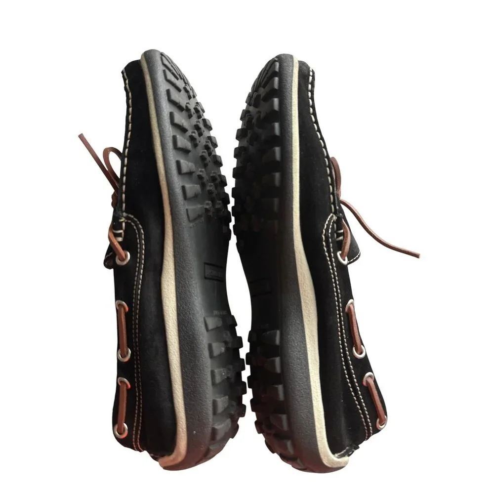 Michael Kors Black Loafers Suede Boat Shoes Leather Laces Made In Italy Size 9